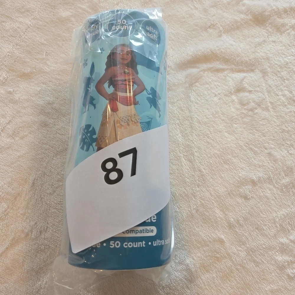Disney Princess Moana Tissue 2ply Ultra Soft 50 ct Cup Holder New